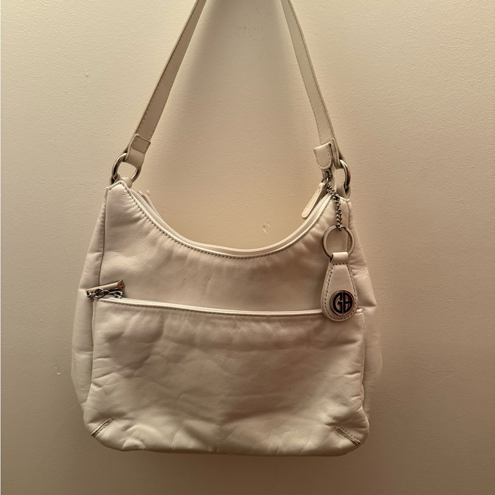 Gianni Bini Off White Leather Shoulder Hobo Bag